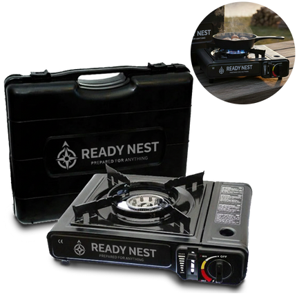 ReadyNest Draagbaar Nood Gasstel Campingkooktoestel Fornuis – Ideaal voor Noodpakket, Prepping en Buitenavonturen