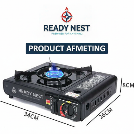 ReadyNest Draagbaar Nood Gasstel Campingkooktoestel Fornuis – Ideaal voor Noodpakket, Prepping en Buitenavonturen