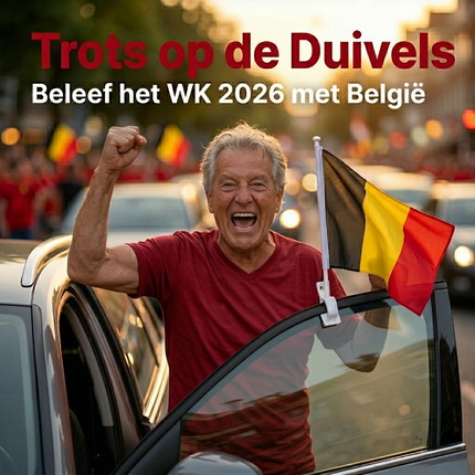Belgische Autovlaggen Set 2 Stuks – België Vlag Auto – 30 x 45 cm – Inclusief Raamhouders – WK 2026 Rode Duivels Supporters
