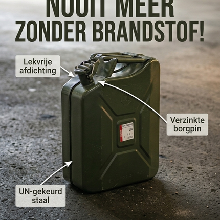 AMiO Metall-Kraftstoffkanister 20L – UN-zertifizierter Metall-Kraftstoffkanister Grün – Notfall-Kraftstoffkanister aus Stahl für Diesel und Benzin 