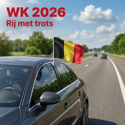 Belgische Autovlaggen Set 2 Stuks – België Vlag Auto – 30 x 45 cm – Inclusief Raamhouders – WK 2026 Rode Duivels Supporters
