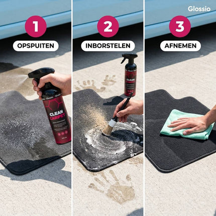 Glossio Combideal Bekleding en Tapijt Diepreiniging – 4-delige Set met Clean Carpet, Borstels en Microvezeldoeken
