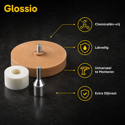 Glossio Lijmverwijderaar Wiel 88mm – Rubberen Schijf voor Lijmresten en Stickers Accessoire voor Boormachine