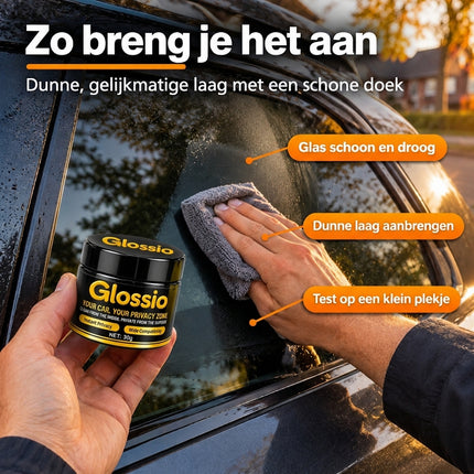Glossio Anti-Inkijk Coating 30g - Privacy Coating voor Autoruiten, Ramen en Spiegels, Blokkeert Inkijk van Buitenaf