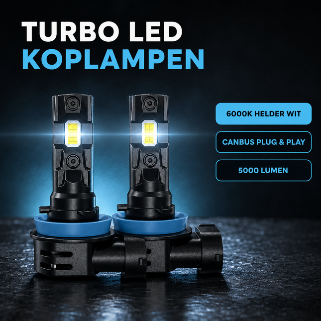 HaloVision Turbo LED Koplampen HIR2 9012 – 25W 5000Lm 6000K Helder Wit – Canbus Plug en Play Dimlicht Grootlicht LED Set van 2 Autolampen