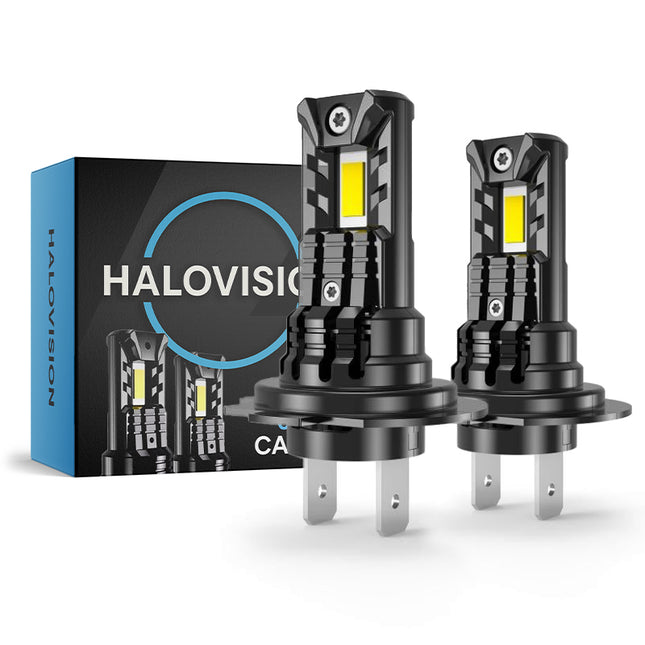 HaloVision Turbo LED H7 Koplamp Set 150W 30000LM Super Wit 6000K – Ultraheldere Autoverlichting met Canbus – Voor Dimlicht & Grootlicht – 12V – Geen Foutmeldingen – Plug & Play – Set van 2 Stuks – Universele H7 Fitting - VCTparts.nl