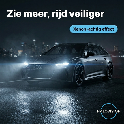 HaloVision Halogeen Koplampen H7 – 12V 3000Lm 5500K Koud Wit – Blauw Glas Super White Dimlicht Grootlicht Halogeenlampen Set van 2 Autolampen