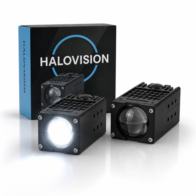 Halovision Turbo LED Grill Verlichting - Set van 2 Single Lens Matrix Laser Lampen 45W/70W - Auto en Offroad Voertuigen 12V-24V Combo Beam IP68