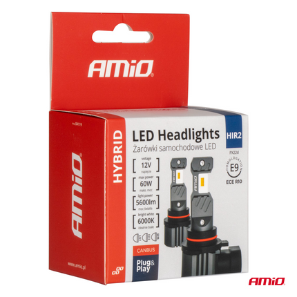 AMIO LED HIR2 Koplampen 6000K 60W Canbus – Krachtige en Foutcodevrije Autoverlichting - VCTparts.nl