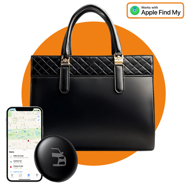 Smart Tag Bluetooth/GPS Handtas Tracker – Bescherm je Tas met Tracer Maps en Zoek Mijn App iOS/iPhone – Zwart - VCTparts.nl