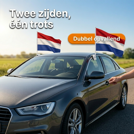 Nederlandse Autovlaggen Set 2 Stuks – Holland Nederland Vlag Auto – 30 x 45 cm – Inclusief Raamhouders – WK 2026 Oranje Supporters