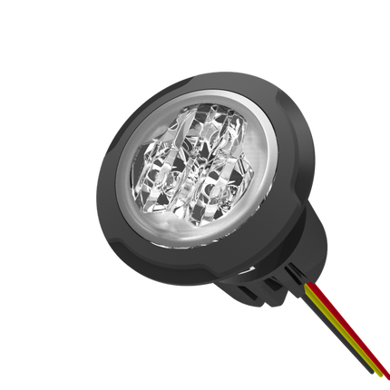 Ronde LED Flitser Blauw - 3 LEDs 12-24V Inbouwmontage - VCTparts.nl