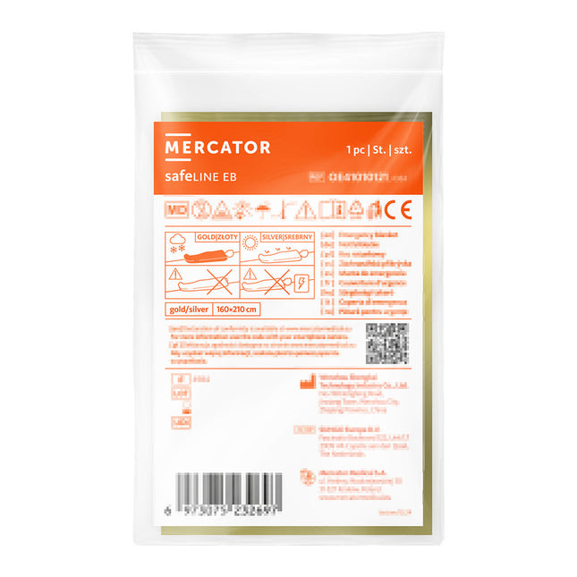 Mercator SafeLINE Reddingsdeken 160x210 cm – Thermische Nooddeken voor Auto EHBO en Noodsituaties Warmtedeken