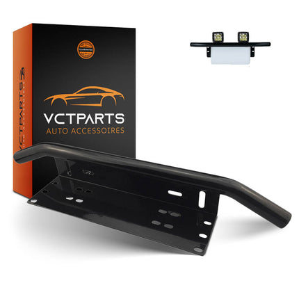 Universele Zwarte Bullbar Kentekenhouder Beugel – Voorbumper Nummerplaat Frame voor LED Bar en Offroad Verlichting - VCTparts.nl