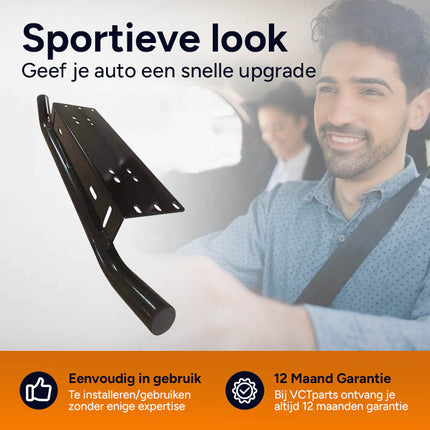 Universele Zwarte Bullbar Kentekenhouder Beugel – Voorbumper Nummerplaat Frame voor LED Bar en Offroad Verlichting - VCTparts.nl