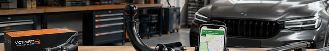 VCTparts merkbanner - overzicht van universele auto-accessoires op een werkbank | VCTparts
