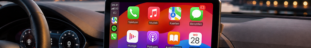 Carplay Schermen banner - groot dashboardscherm met CarPlay-interface | VCTparts