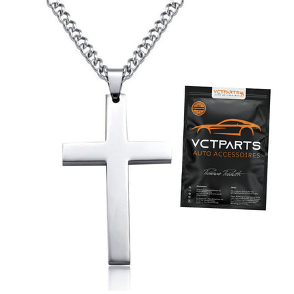 Zilveren Kruis Binnenspiegel Hanger – Stijlvolle Decoratie voor je Auto - VCTparts.nl