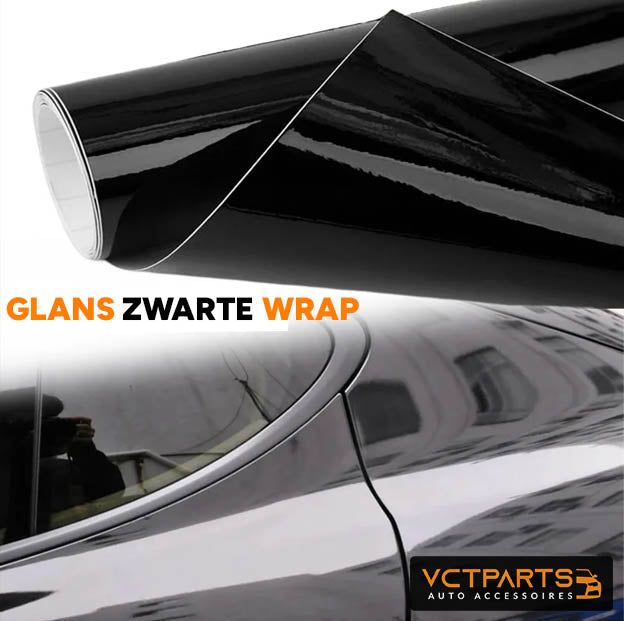 Zwart Glanzend Vinyl Wrap Folie 150×50 cm – Zelfklevende Car Film Sticker voor Spiegels Carrosserie en Onderdelen