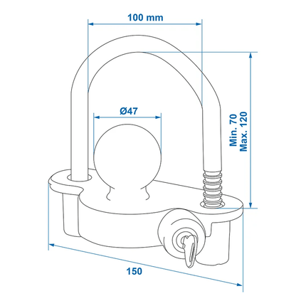 VCTparts Aanhanger Koppelingsslot met Beugel en Cilinderslot [Aanhangerslot - Disselslot - RVS] VCTparts 5
