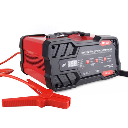 Acculader 12V - 24V met Jump Starter 75A – Automatische Battery Charger – Startbooster Auto & Vrachtwagen – Smart Charger 12A Heavy Duty - VCTparts.nl