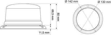 AEB Flitslicht Oranje Compact 3 - Puntsbevestiging 12V 24V R65 R10 IPX5 Zwaailamp - VCTparts.nl