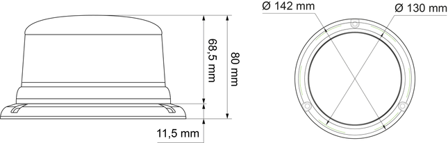 AEB Flitslicht Oranje Compact 3 - Puntsbevestiging 12V 24V R65 R10 IPX5 Zwaailamp - VCTparts.nl