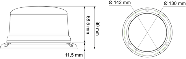 AEB Stroboscoop Zwaailicht LED Met 3 Puntsbevestiging Voor 12V Tot 24V In Blauwe Uitvoering - VCTparts.nl