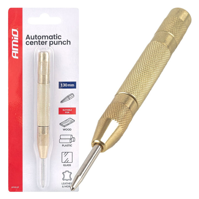 AMiO AMiO Automatische Centerpunt 130mm Koolstofstaal - Center Punch voor Metaal, Hout en Kunststof Boorpositie Markeren AMiO 1