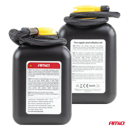 AMiO AMiO Bandenreparatie- en Oppompset 19mm Cilinder 12V - Compressor Lekke Band Repareren en Oppompen Auto AMiO 8