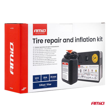 AMiO AMiO Bandenreparatie- en Oppompset 31mm Cilinder 12V - Krachtige Compressor Lekke Band Repareren en Oppompen Auto AMiO 15