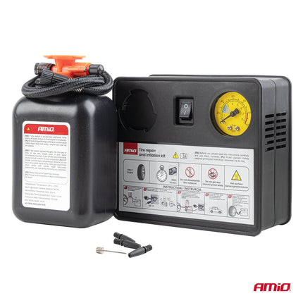 AMiO AMiO Bandenreparatie- en Oppompset 31mm Cilinder 12V - Krachtige Compressor Lekke Band Repareren en Oppompen Auto AMiO 7