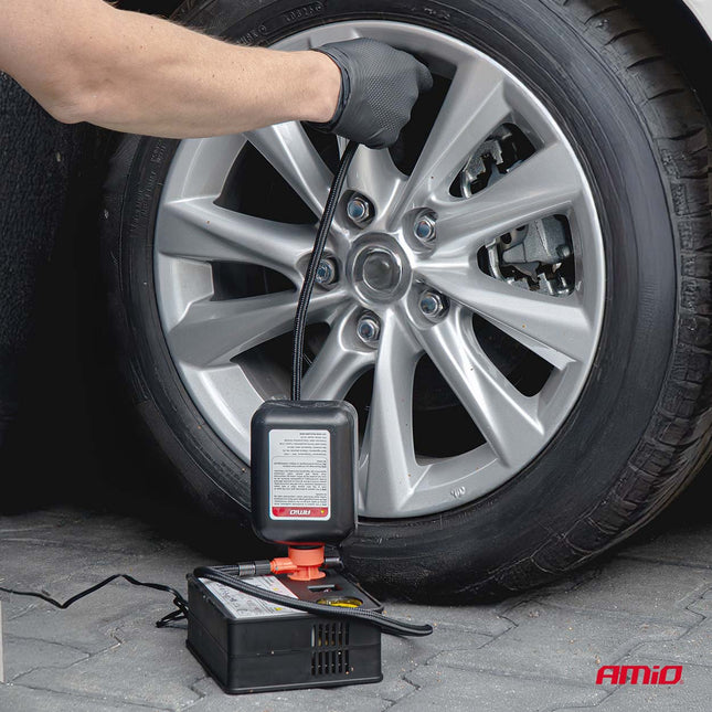 AMiO AMiO Bandenreparatie- en Oppompset 31mm Cilinder 12V - Krachtige Compressor Lekke Band Repareren en Oppompen Auto AMiO 2