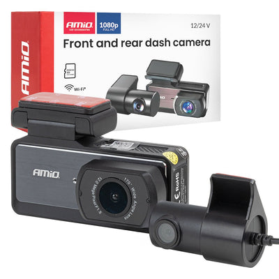 AMiO Dashcam Voor en Achter 1K WLAN – Dual Camera Full HD 1080P WiFi – 256GB Ondersteuning – Parking Mode G Sensor Nachtmodus