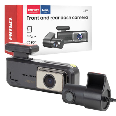 AMiO Dashcam Voor en Achter 2K + 1K WLAN – Dual Camera 2560x1440 1080P WiFi – 512GB Ondersteuning – Parking Mode G Sensor Nachtmodus