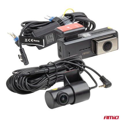 AMiO AMiO Dashcam Voor en Achter 2K + 1K WLAN – Dual Camera 2560x1440 1080P WiFi – 512GB Ondersteuning – Parking Mode G Sensor Nachtmodus AMiO 2