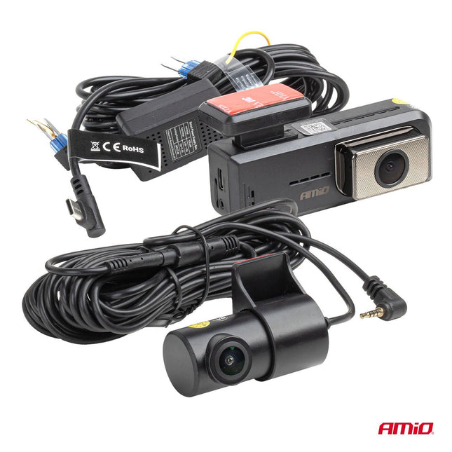 AMiO AMiO Dashcam Voor en Achter 2K + 1K WLAN – Dual Camera 2560x1440 1080P WiFi – 512GB Ondersteuning – Parking Mode G Sensor Nachtmodus AMiO 2