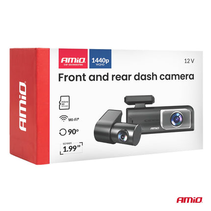 AMiO AMiO Dashcam Voor en Achter 2K + 1K WLAN – Dual Camera 2560x1440 1080P WiFi – 512GB Ondersteuning – Parking Mode G Sensor Nachtmodus AMiO 7