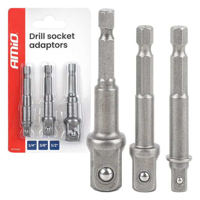AMiO AMiO Dopadapterset 3-delig 1/4 3/8 1/2 - Universele Adapter voor Schroefmachine en Slagmoersleutel AMiO 1