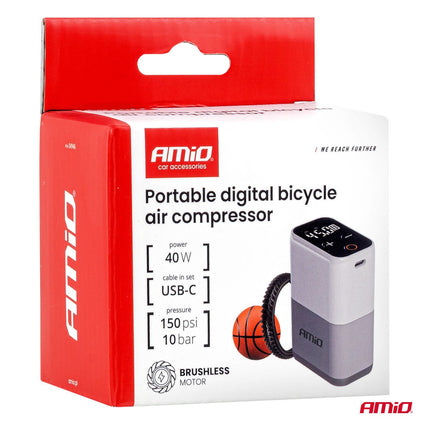 AMiO AMiO Draagbare Digitale Fietscompressor 40W USB-C Oplaadbaar - Mini Compressor Fietsband Oppompen tot 150 PSI AMiO 10