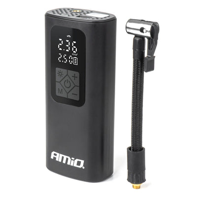 AMiO Tragbarer Luftkompressor USB-C 40W LED Display - Kabellose Reifenpumpe für Auto, Motorrad, Fahrrad und Bälle 10 Bar