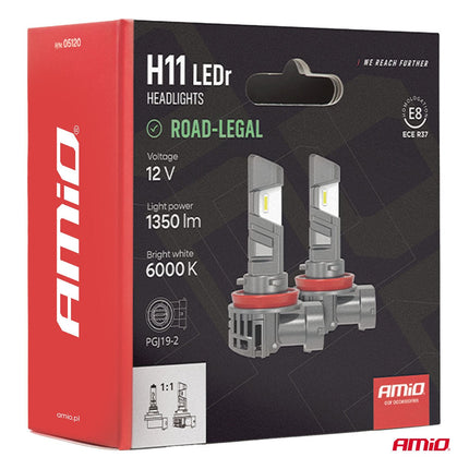 AMiO AMiO LEDr H11 LED lampen met ECE R37 goedkeuring en E-keurmerk 18W 6000K 2700 lumen Plug & Play - straatlegale LED koplampen met wegtoelating AMiO 13