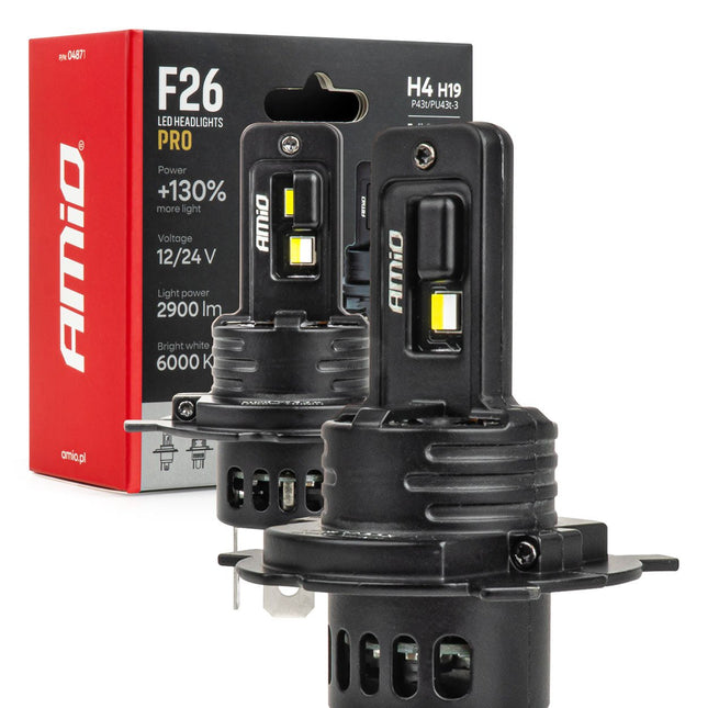 AMiO AMiO LumiTec F26 Night Breakers H4 H19 +130% PRO LIMITED LED Koplampen - 70W 12V 24V FULL CANBUS Dimlicht Grootlicht AMiO 1