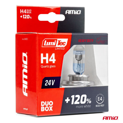 AMiO AMiO LumiTec Limited +120% Halogeenlampen H4 24V 75/70W P43t Duo – Tot 120% Meer Licht Voor Vrachtwagens en Bussen AMiO 4