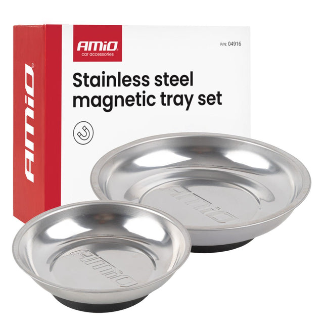 AMiO AMiO Magnetische Onderdelenbak Set RVS 110mm + 150mm Magneetschalen 2 stuks AMiO 1