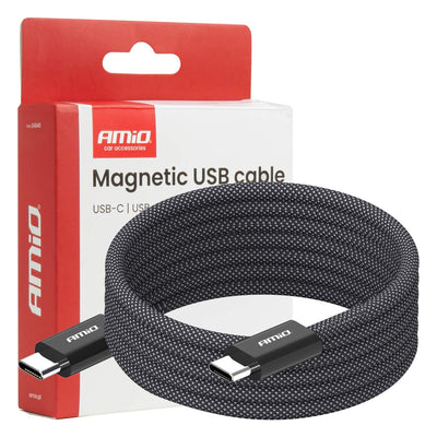 AMiO Magnetisches USB-C auf USB-C Kabel 60W 1 Meter – Schnellladekabel und Datenkabel mit magnetischem Anschluss