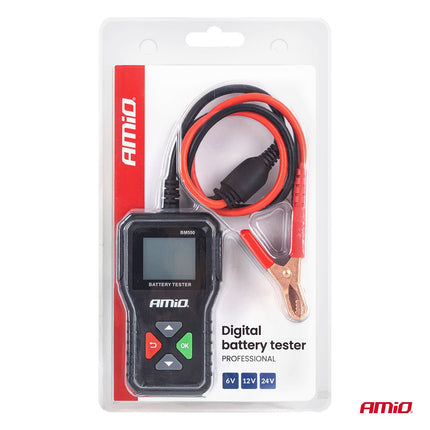 AMiO AMiO Professionele Digitale Accu Tester 2-220Ah 6V/12V/24V voor Auto, Motor en Vrachtwagen - Batterijtester Werkplaats AMiO 10