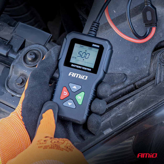 AMiO AMiO Professionele Digitale Accu Tester 2-220Ah 6V/12V/24V voor Auto, Motor en Vrachtwagen - Batterijtester Werkplaats AMiO 2