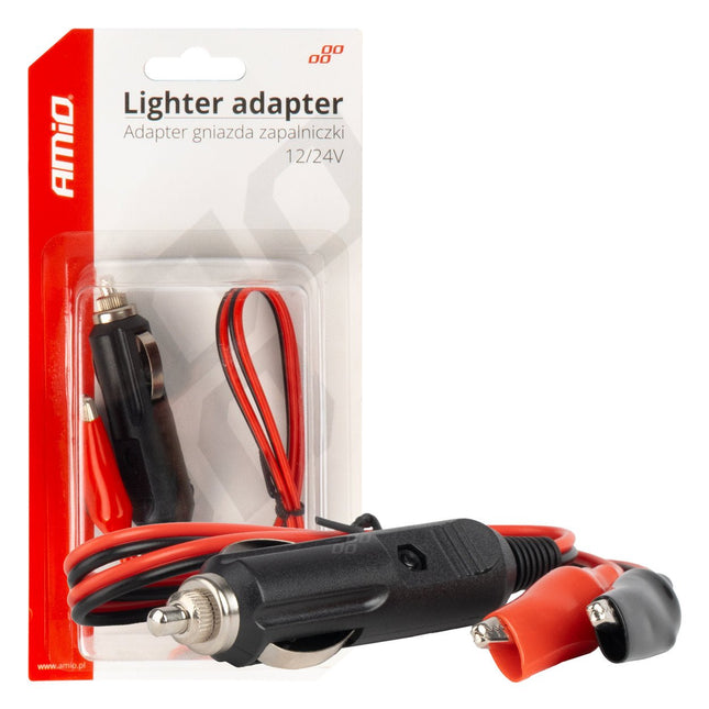 AMiO AMiO Sigarettenaansteker Adapter met Krokodillenklemmen 12V/24V - 60cm Kabel voor Auto en Truck AMiO 1
