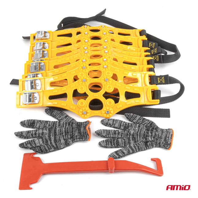AMiO AMiO Universele Anti-Slip Sneeuwkettingen Set 8 Stuks - Antislip Spanbanden met Montagebeugel en Handschoenen voor Sneeuw IJs Modder en Zand AMiO 2